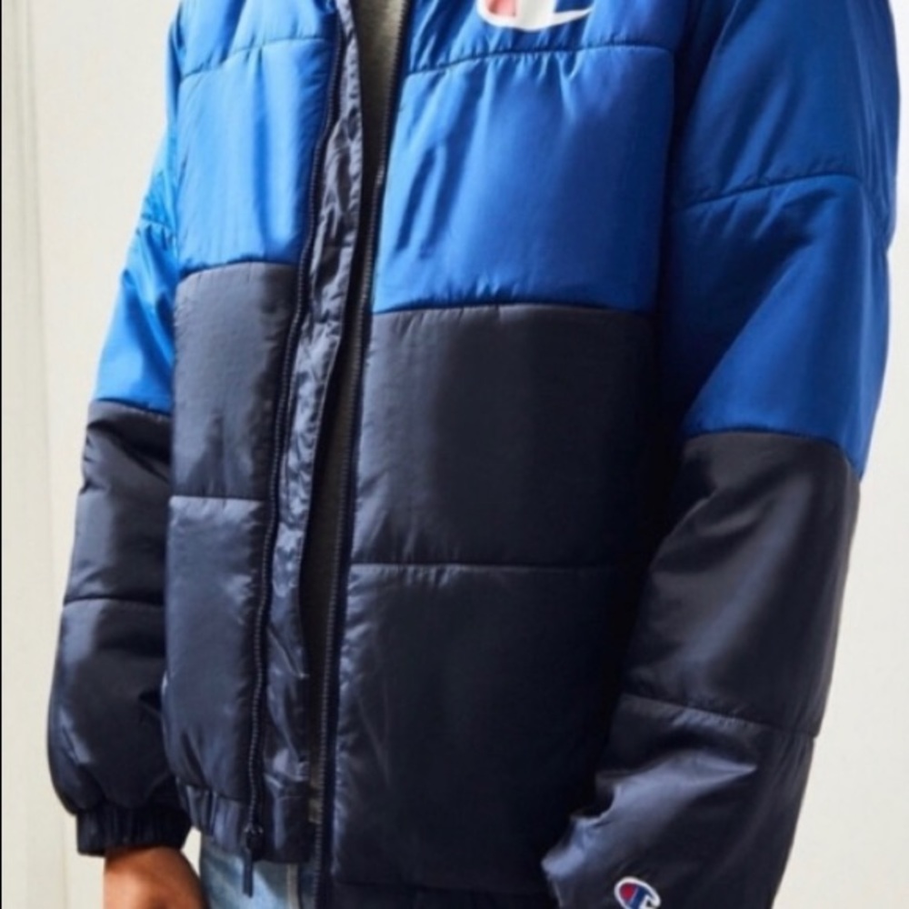 Champion Stadium Puffer Jacket (Black/Blue)